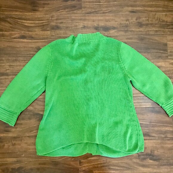 Beyond Threads Women's Green Pima Cotton Knit Button-Front Sweater. Size L. Peru - Picture 3 of 8